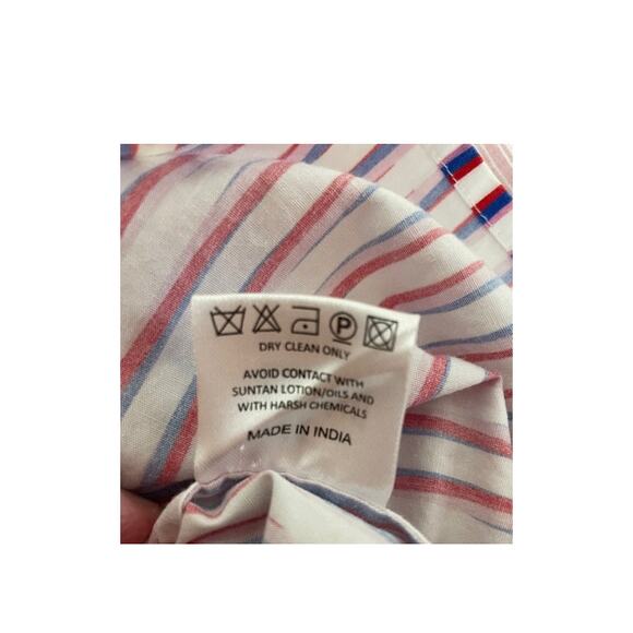 SALONI Ashley Mini Dress Optic Stripe Blue Pink Red Tiered Oversize Cotton Beach - Picture 16 of 16